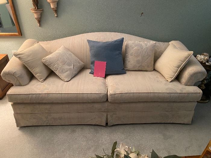 Like new fabric Camelback sofa