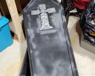 Custom halloween wood coffin with mummy