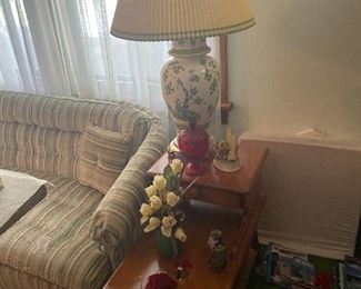 Vintage end table, lamp