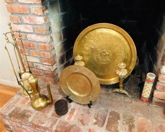 Brass Platters and fire tools