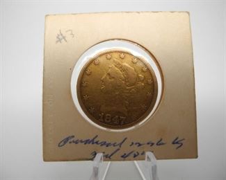 1847 $10. Gold Coin 