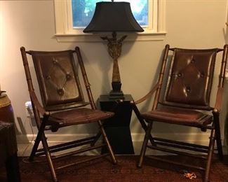 Leather campaign chairs