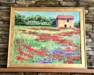 LARGE FRAMED ART BY ROBIN ROWE, HIGH POINT, NC