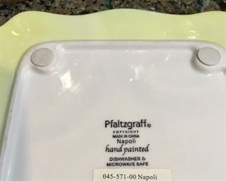 PFALTZGRAFF HAND PAINTED DISH SET W/GLASSES, "NAPOLI"