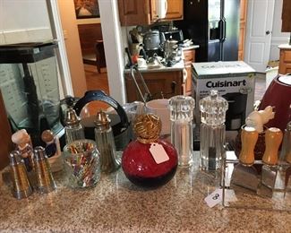 Berger Oil Lamp, Salt & Peppers