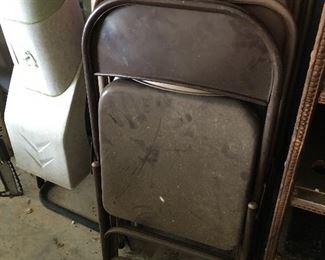 Metal chairs, wood chipper