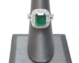 14KT 3ct EMERALD CENTER STONE RING, 1.12ct