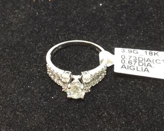 18K GOLD DIAMOND RING .73ct 3.9G