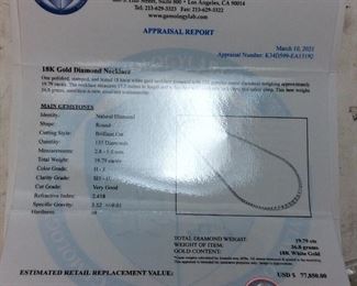 18k White Gold Diamond Necklace19.79cts