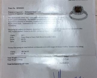 18KT WHITE GOLD FANCY DIAMOND RING 4.2G SIZE