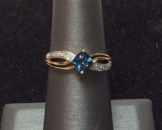 10K BLUE SAPPHIRE GOLD RING 2.2g