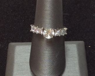 STERLING SILVER 10K CLEAR STONE RING