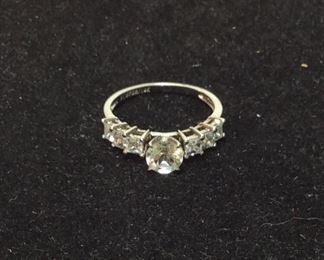 STERLING SILVER 10K CLEAR STONE RING