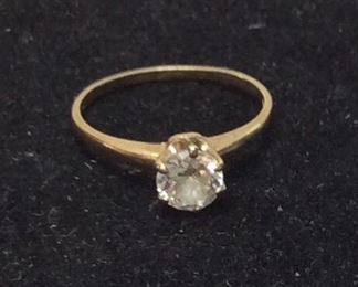 10K CLEAR STONE GOLD RING 1.4G SIZE 7