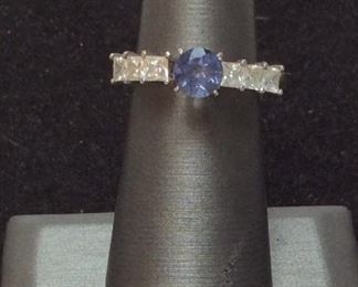 10K STERLING SILVER BLUE AMETHYST RING