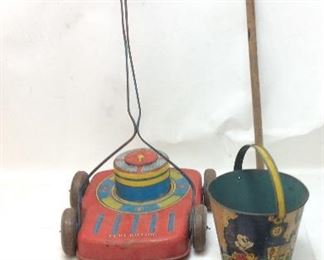 1938 OHIO ART WALT DISNEY, MICKEY, TIN TOYS