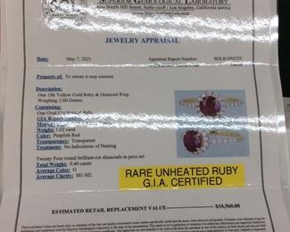 18KT 1.02 NATURAL RUBY & DIAMOND RING