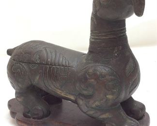 ANTIQUE FAR EAST BRASS DRAGON ASH TRAY AND LIGHTER