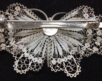 VTG. SILVER BUTTERFLY PIN, MARKED 800