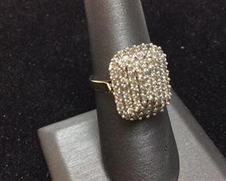 10KT GOLD DIAMOND CLUSTER RING,3.6G SIZE 7.5