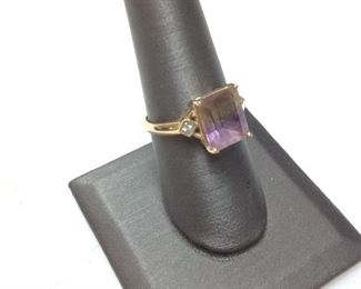 10KT GOLD RING, TOURMALINE CENTER 3G SIZE 8.5