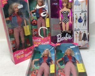 4 COCA COLA BARBIES, 1 35TH ANNIV.