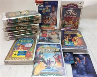11 DISNEY VHS MOVIES & BONUS PIN