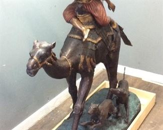 PIERRE JULES MENE HUGE BRONZE ARAB/CAMEL SCULPTURE 50 INCH HEIGHT AND LENGTH