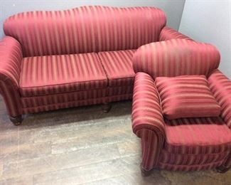 BURGUNDY SOFA & CHAIR