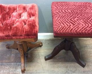 2 VTG. VELVET STOOLS