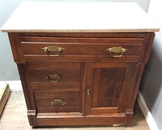 VTG. MARBLE TOP CABINET