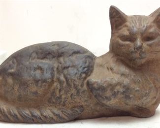 ANTIQUE CAST IRON CAT SCULPTURE