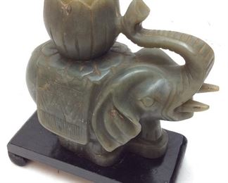 JADE ELEPHANT CANDLE HOLDER, 7’’
