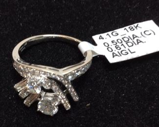 18KT GOLD DIAMOND RING, .5 CT