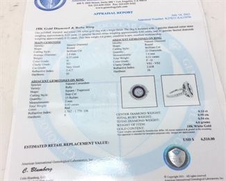 18KT GOLD DIAMOND & RUBY RING,