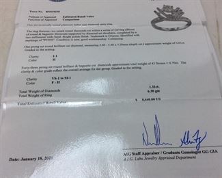 PLATINUM DIAMOND RING, .61CT