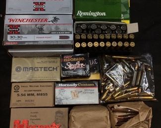 ASSORTED RIFLE AND PISTOL AMMO 30-06, 223 CALIBER