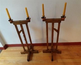 Antique adjustable candle stands