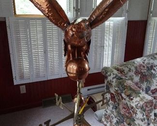 Copper with brass directional weather vane