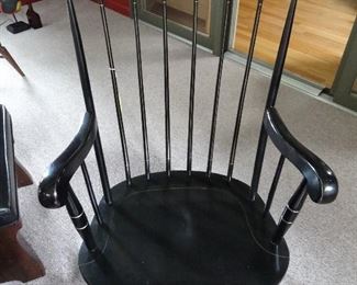 Black lacquer stenciled rocking chair