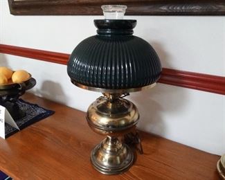 Hurricane green ribbed shade student lamp, 2 available