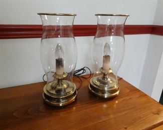 Brass bottom and rimmed glass buffet lanterns