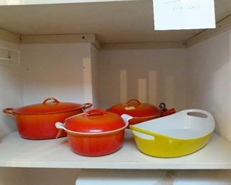 Enameled cast iron Descoware and Copco yellow dish.  All in very good condition.  Not stained