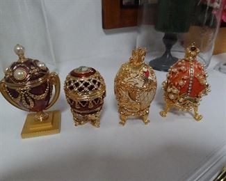 Joan Rivers Imperial Treasure Russian Eggs includes Lily of the Valley,  St. Basil Cathedral Musical, Potpourri, and Lost Treasure.