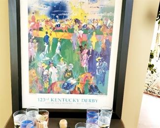 Kentucky Derby, 123rd Kentucky Derby , 1997 poster, LeRoy Neiman. Kentucky  Derby glasses