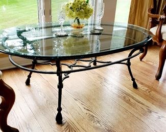 Glass and wrought iron, coffee table 