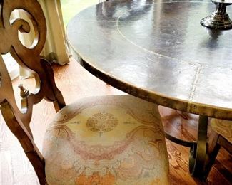 Charleston Forge, copper top table. Walter E. Smithe kitchen chairs, 