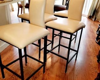 Contemorary, cream,, Counter top height,  bar stools,  set of 4 ,  Minson,  leather bar stools