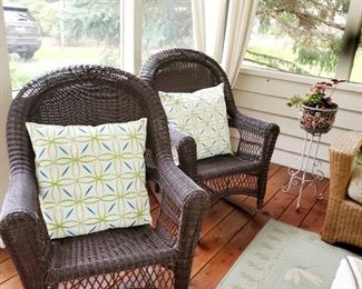 All weather wicker, rocking chairs 