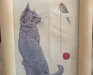 Small Framed Cat and Bird